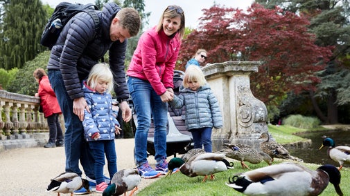Ducks and a family at Sheffield Park and Garden